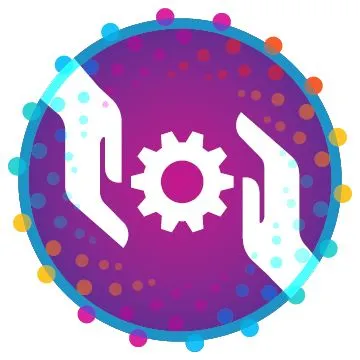 Two hands surround a gear