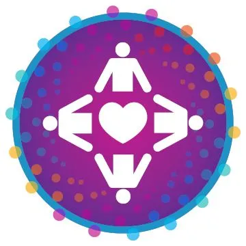 Four people circling a heart