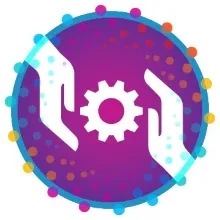 Two hands around a gear 