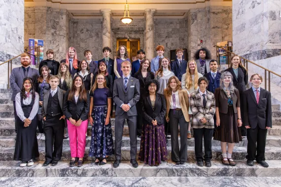 Youth and Government kids and supervisors at the capital